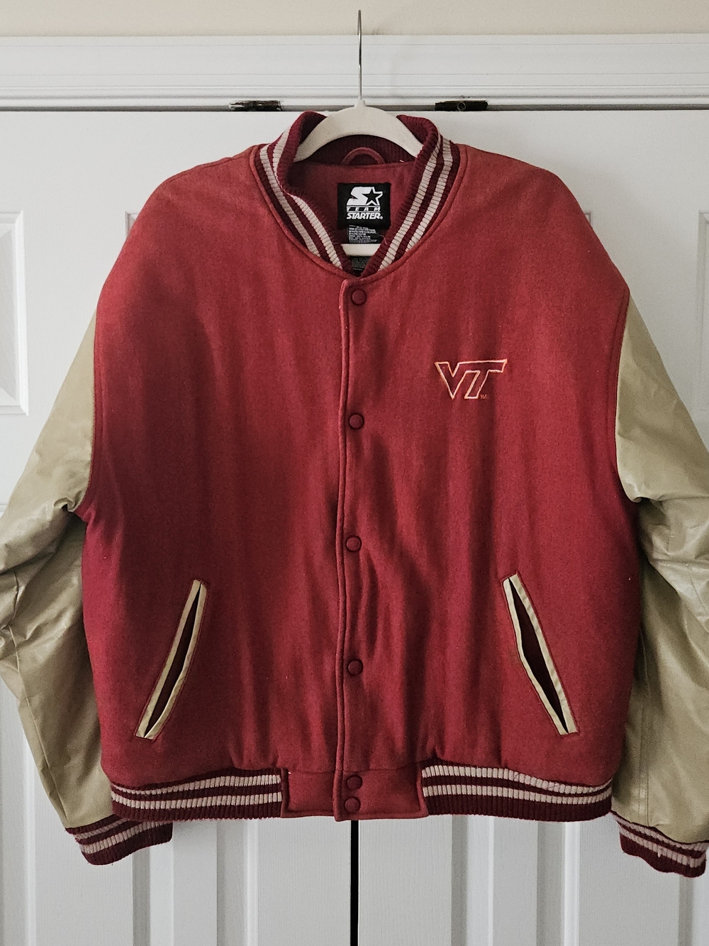 Starter Virginia Tech Maroon & Tan Varsity Jacket
